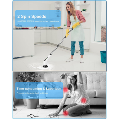 Electric Spin Scrubber 9-in-1 Cordless Rechargeable with 9 Brush Heads, Multipurpose Cleaner for Bathroom Kitchen Floor
